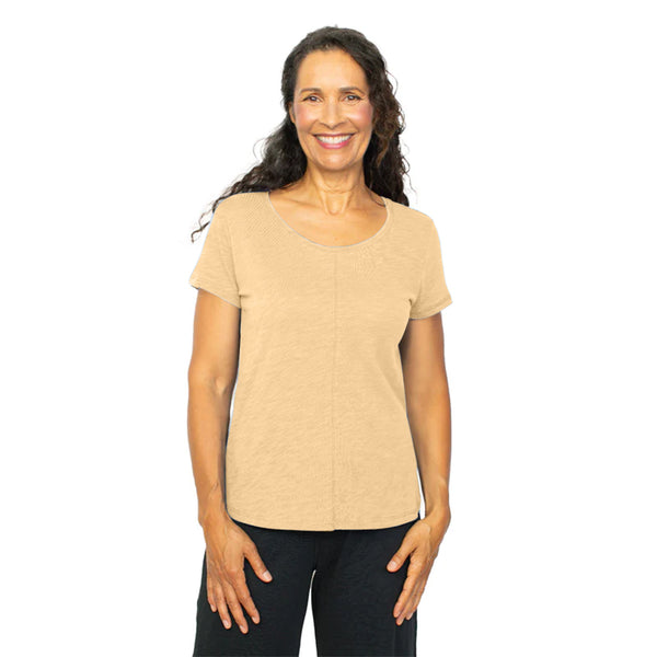 Textured Cover-Stitch Cotton Tee in Sunset - 27524-SUN