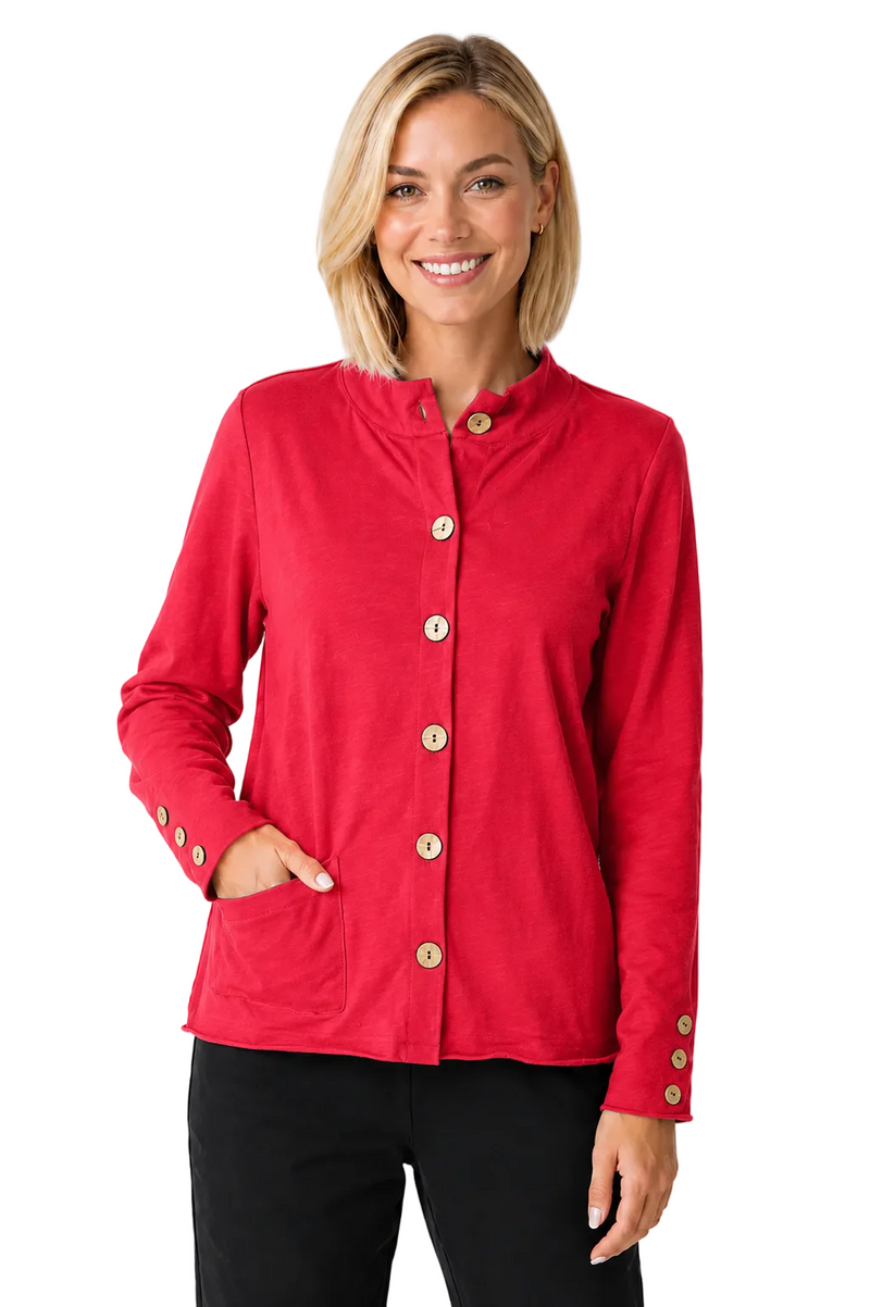 Rolled Neck Cardigan in Ruby Red - 27546-RBY - Size XXL Only!
