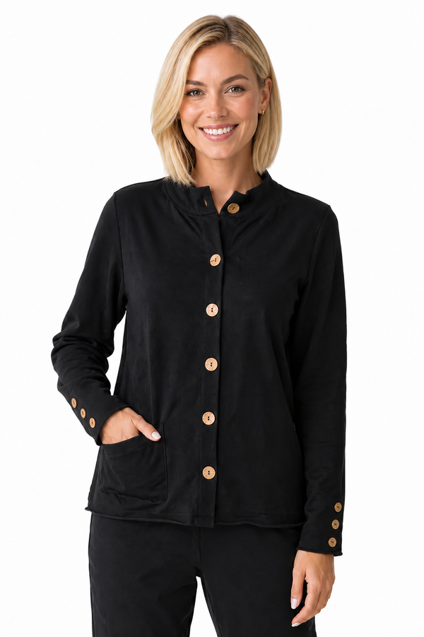 Rolled Neck Cardigan in Black - 27546 - Size XS Only!