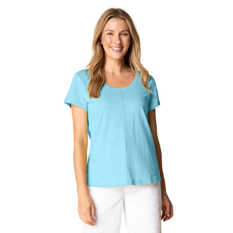 Textured Cover-Stitch Cotton Tee - 27524
