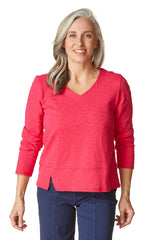 Cotton Pebble Seamed Long Sleeve Tee - 275555