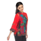 Citron Floral Print Silk Blouse in Red - 1213VVF - Limited Sizes!