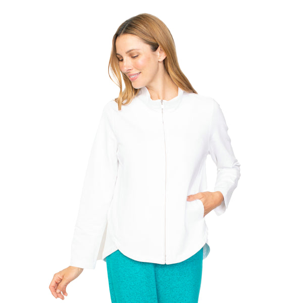 Habitat French Terry Zip Front Jacket in White - 69240