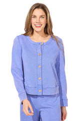 Color Washed Terry Cropped Cardigan - 28092