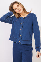 Color Washed Terry Cropped Cardigan - 28092