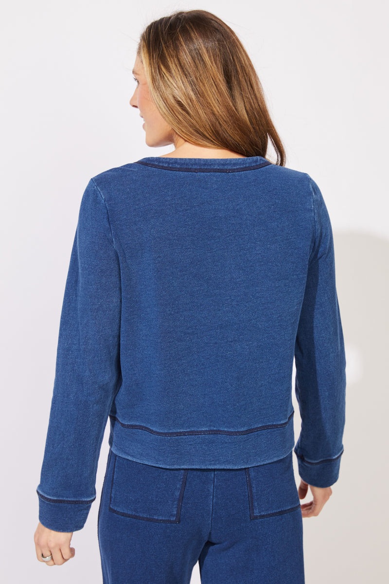 Color Washed Terry Cropped Cardigan - 28092