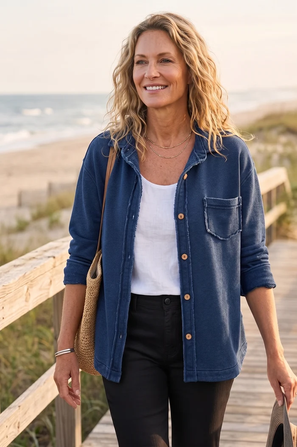 Color Wash Terry Anywhere Shacket - 28095