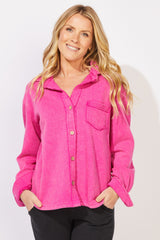 Color Wash Terry Anywhere Shacket — mediumwash