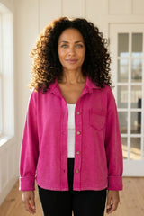 Color Wash Terry Anywhere Shacket — mediumwash