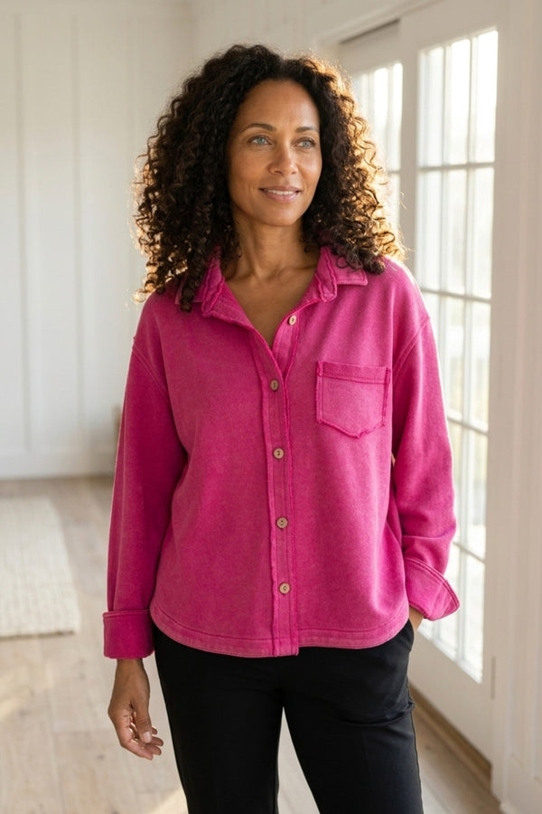 Color Wash Terry Anywhere Shacket - 28095