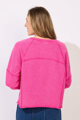 Color Wash Terry Weekend Raglan Crewneck - 28098