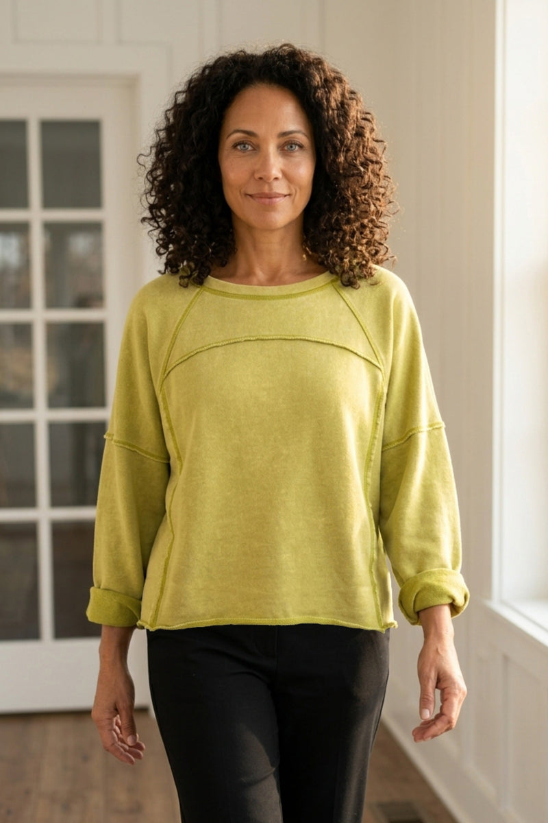 Color Wash Terry Raglan Crew — baja