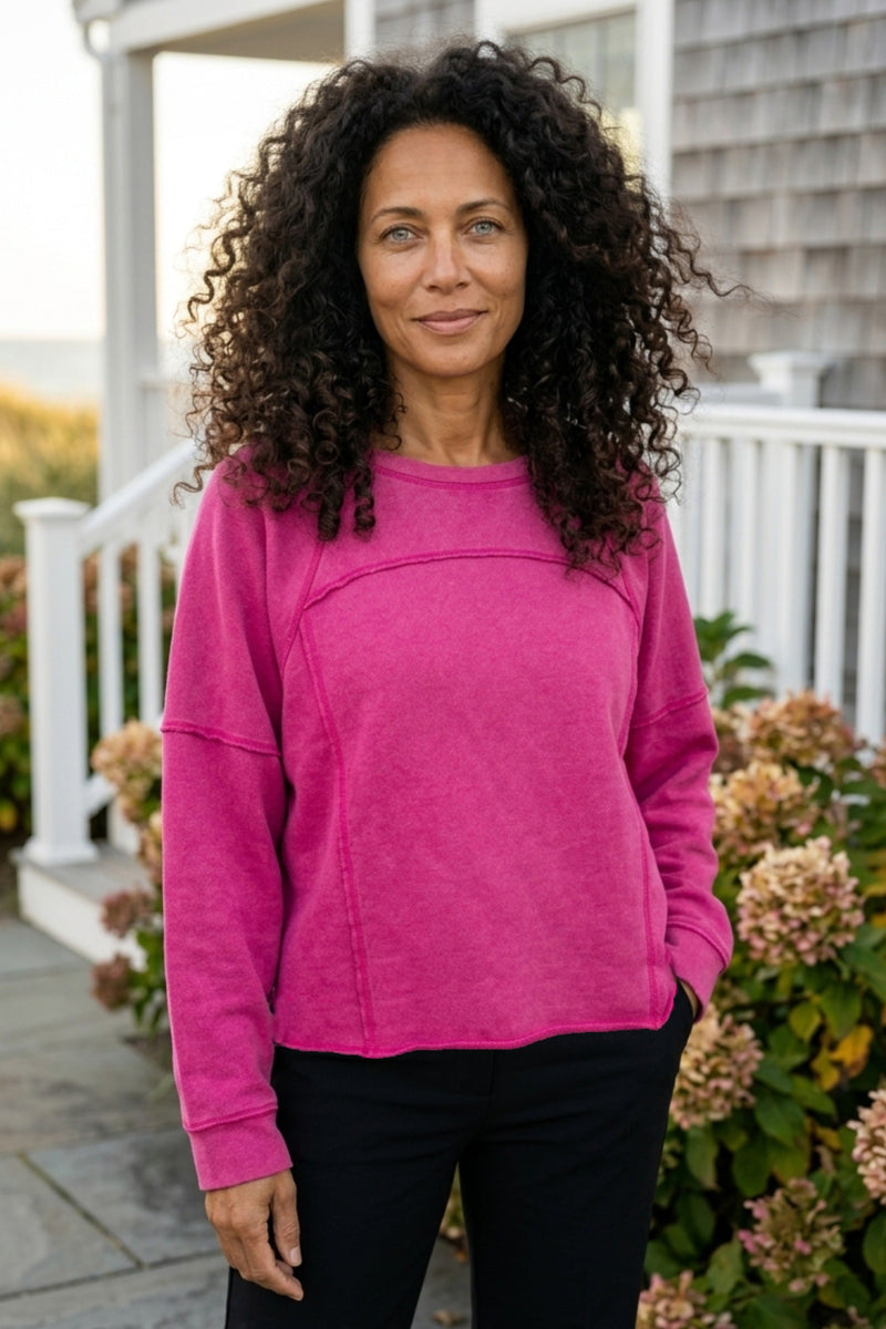 Color Wash Terry Raglan Crew — baja
