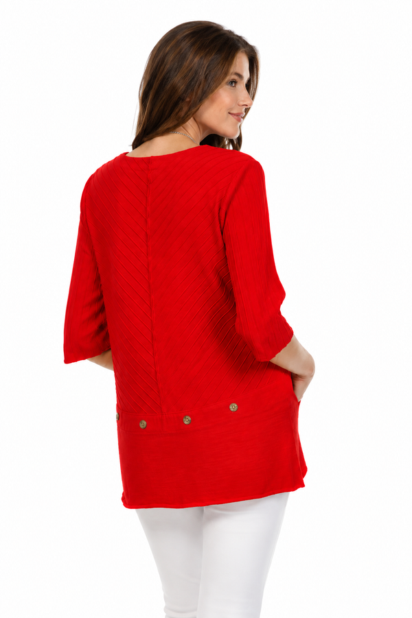Diagonal Rib Tunic in Red - CS342-RD