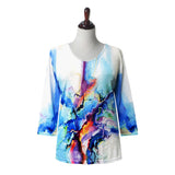 Valentina Multi-Print V-Neck Top in Multi - 28923