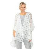 Laser-Cut Circles Draped Cardigan in White - 7062J-WT