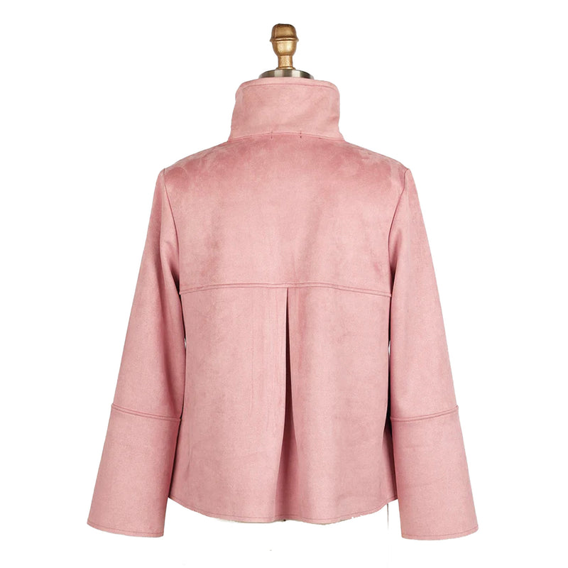 Damee Microsuede Button Front Jacket in Pink - 4896-PNK