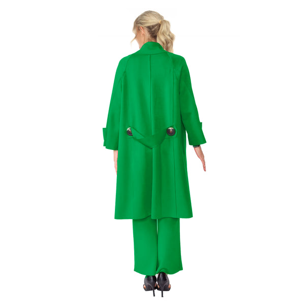 IC Collection Long Techno-Knit Open Front Jacket in Green - 4585J-GN