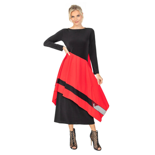 Apron Midi Dress in Red - 5610D-RD - Size L Only!