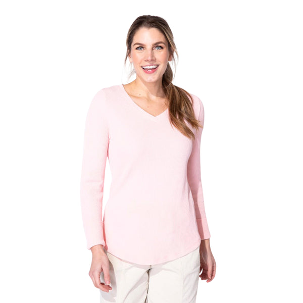 Waffle Knit Hi-Lo V-Neck - 26536