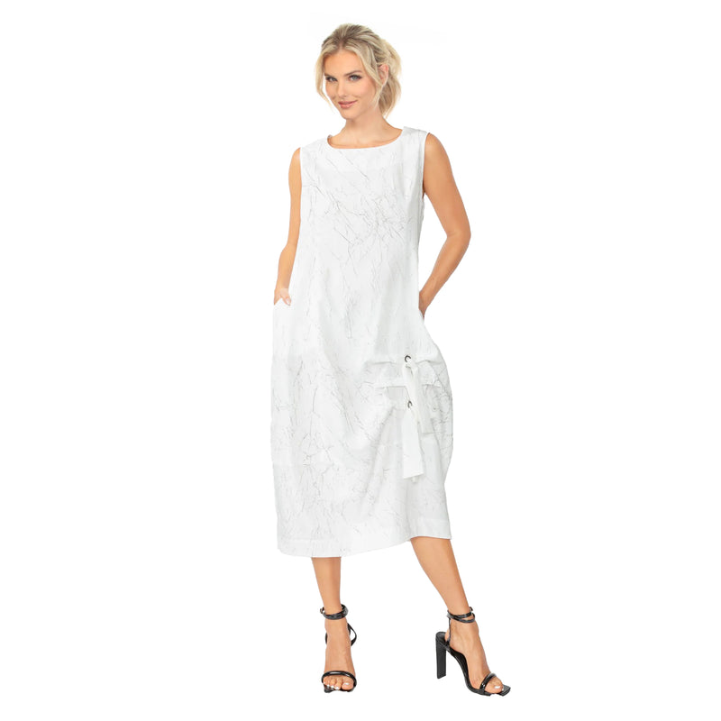 Crackle Print Cocoon Midi Dress in White - 6870D-WT