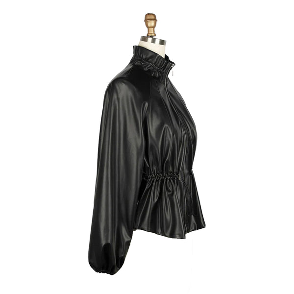 Vegan Leather Drawstring Jacket - 4899