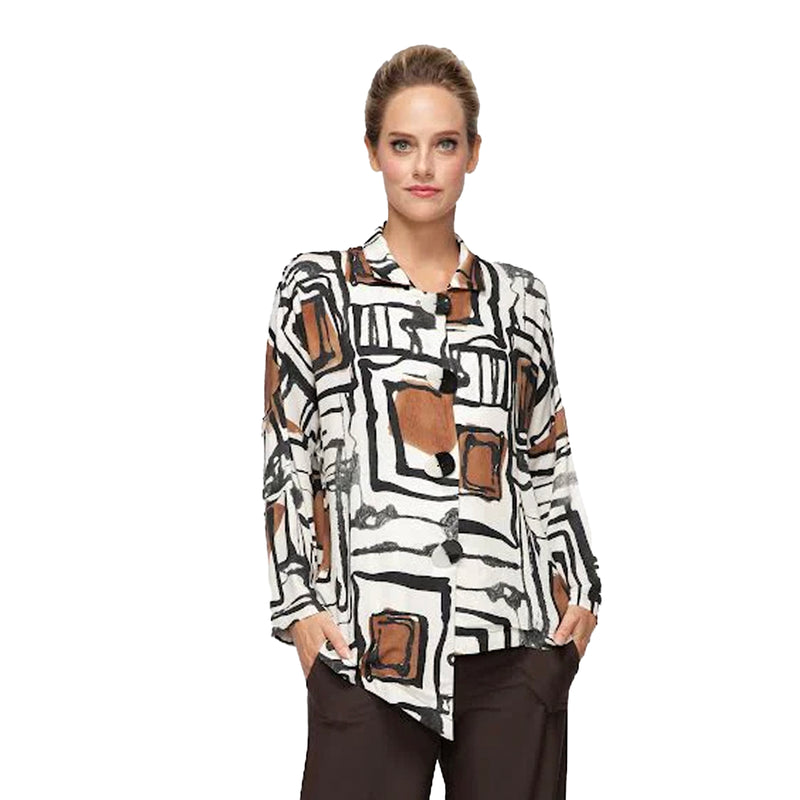 Abstract Art Print Blouse/Jacket - 7411B-IVO