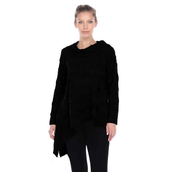 Textured Asymmetrical Tunic in Black - 2944-BLK