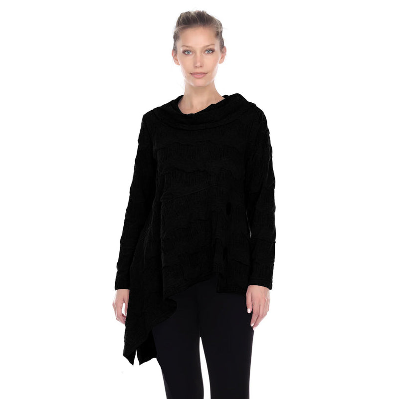 Textured Asymmetrical Tunic in Black - 2944-BLK