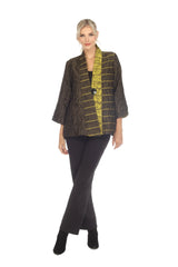 Mixed-Stripe One-Button Jacket in Gold/Olive - 2969 - Size XL Only