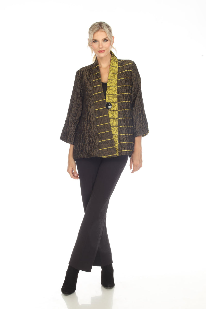 Mixed-Stripe One-Button Jacket in Gold/Olive - 2969 - Size XL Only