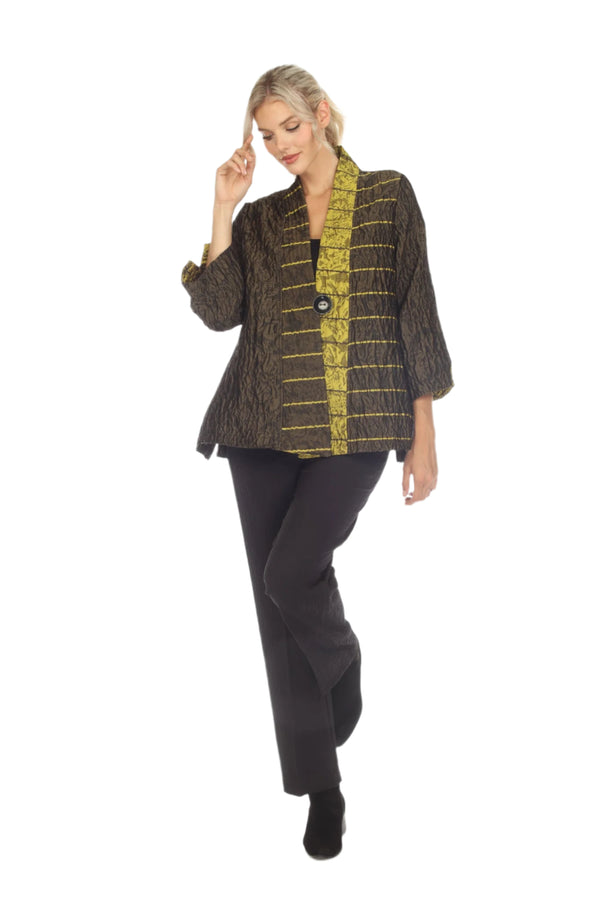 Mixed-Stripe One-Button Jacket in Gold/Olive - 2969 - Size XL Only