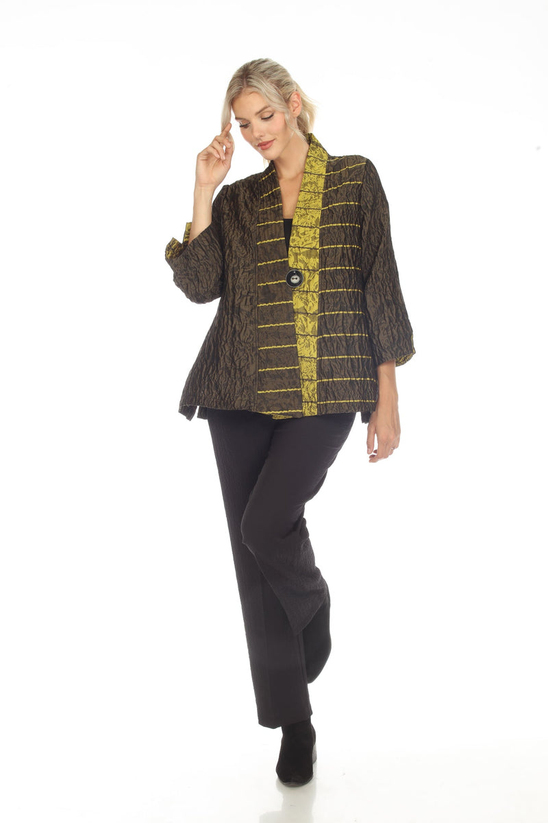 Mixed-Stripe One-Button Jacket in Gold/Olive - 2969 - Size XL Only