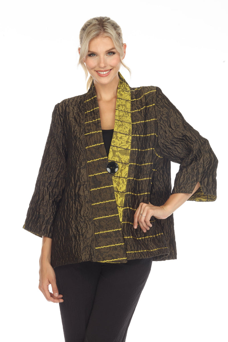 Mixed-Stripe One-Button Jacket in Gold/Olive - 2969 - Size XL Only