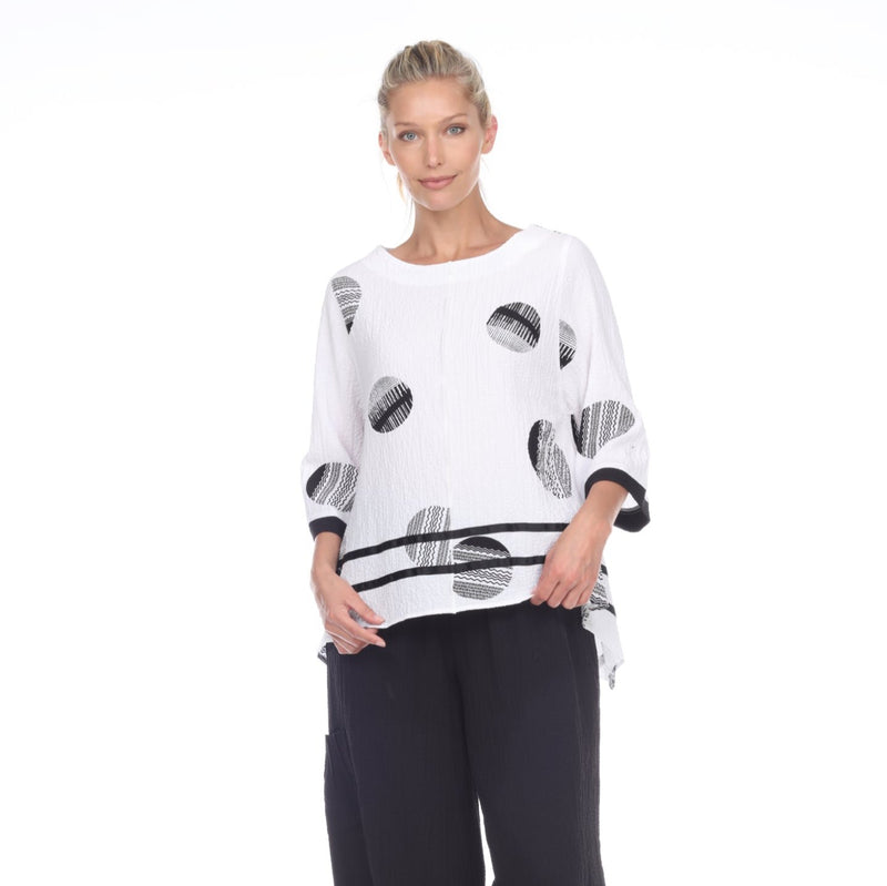 Moonlight Circular Design High-Low Top in Black & White - 2980-WT - Sizes L Thru XXL