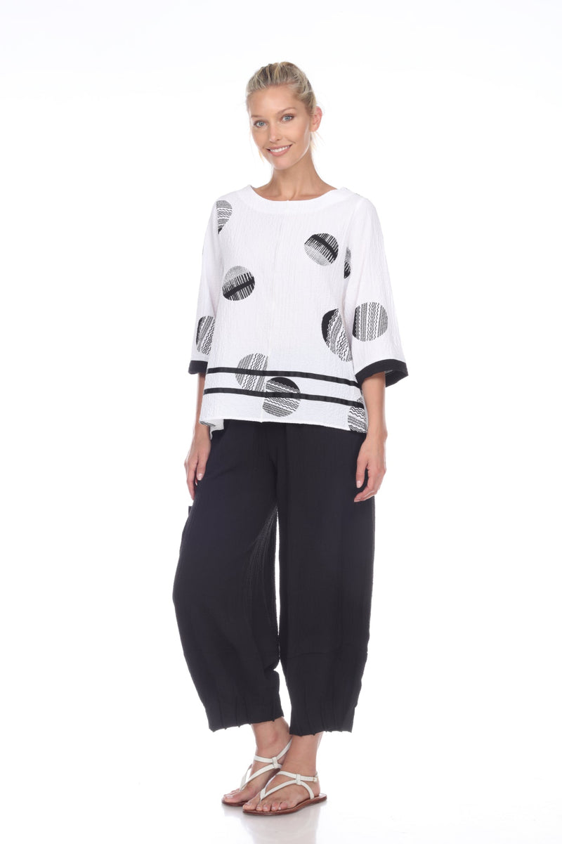 Moonlight Circular Design High-Low Top in Black & White - 2980-WT - Sizes L Thru XXL