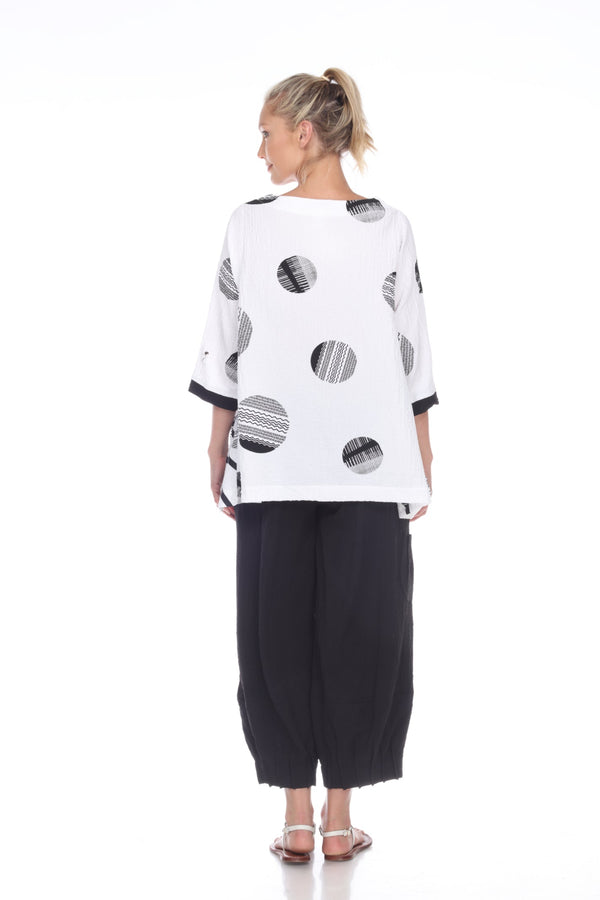 Circular Design High-Low Top in Black & White - 2980-WT