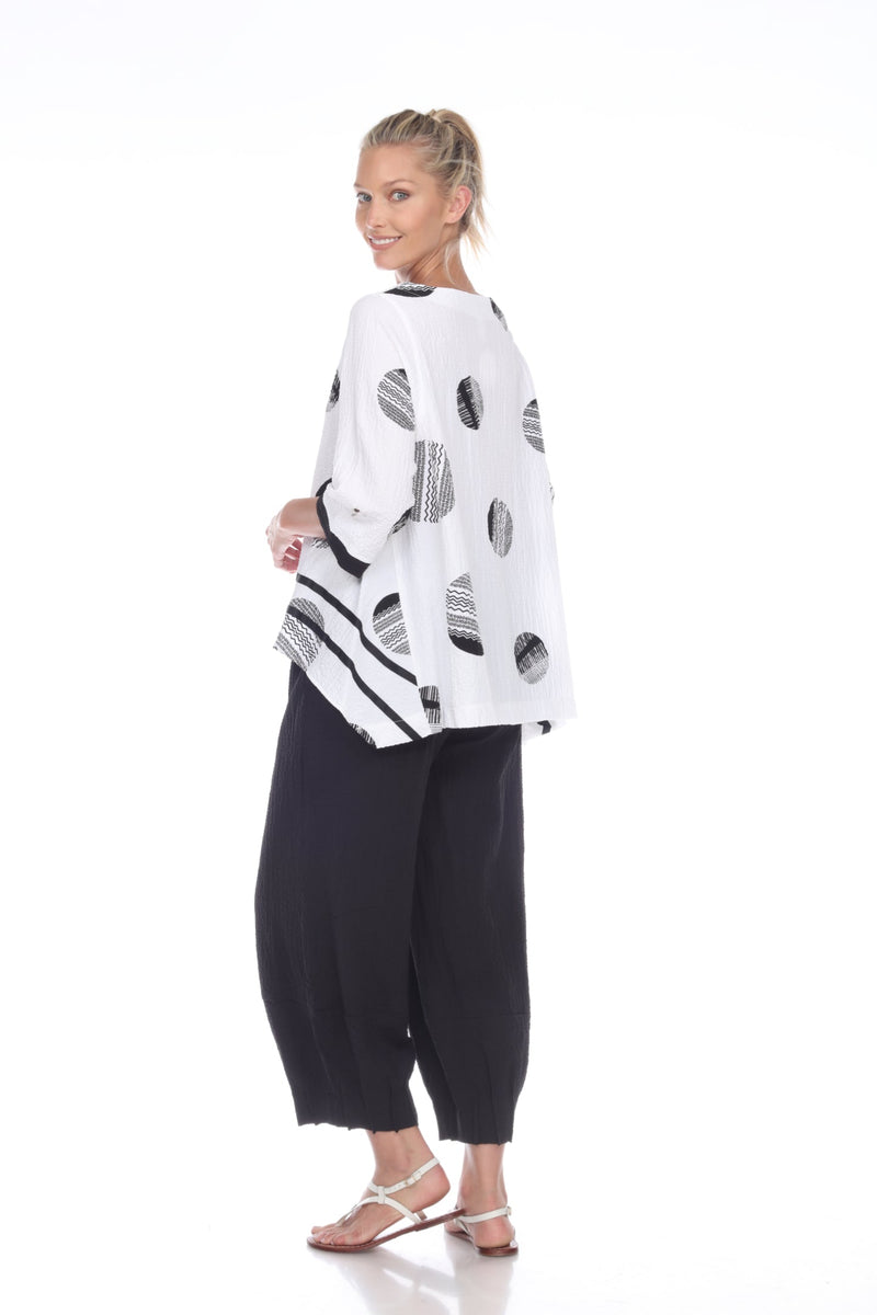 Moonlight Circular Design High-Low Top in Black & White - 2980-WT - Sizes L Thru XXL