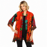 Flowing Floral Art-Print Kimono Jacket - 0917VVF