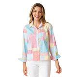 The Shaped Shirt in a Colorful Organic Patchwork Print - 15324