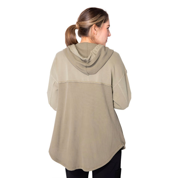 Escape by Habitat Mixed Texture Hoodie in Olive - 26535-OLV