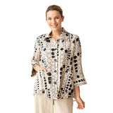 Circles & Squares Print Party Tunic Shirt in Oatmeal - 34118-OAT