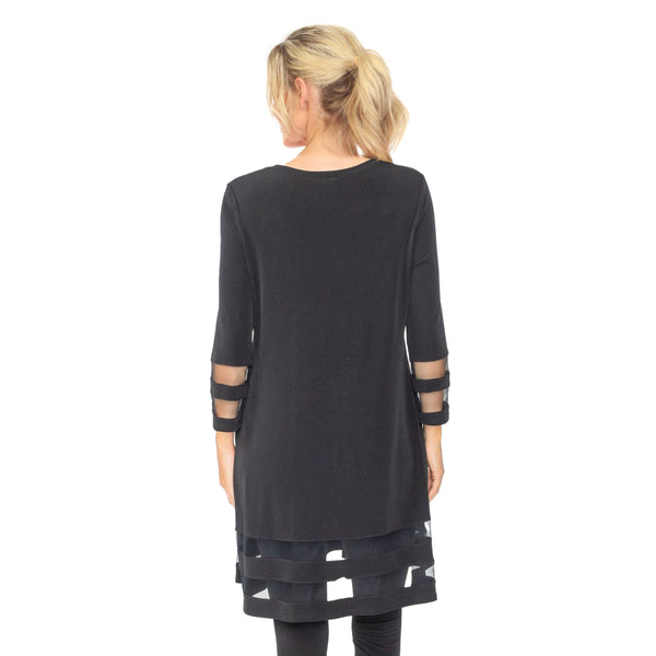 Mesh Trim Tunic in Black - 2517T- BLK