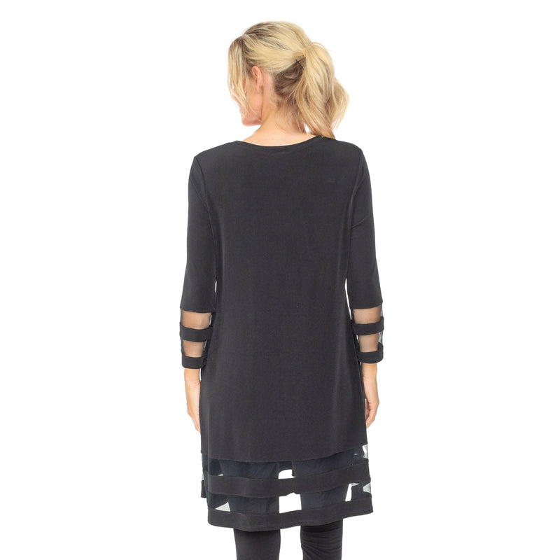 IC Collection Mesh Trim Tunic in Black - 2517T- BLK