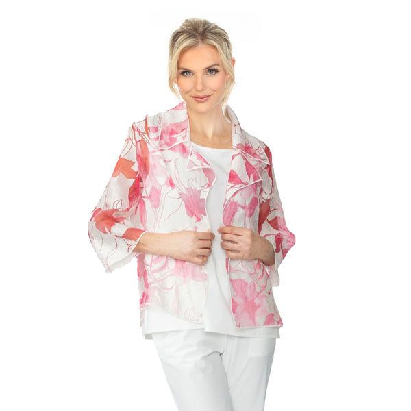 Just In! Sheer Floral Short Open Front Jacket - 7065J-PNK