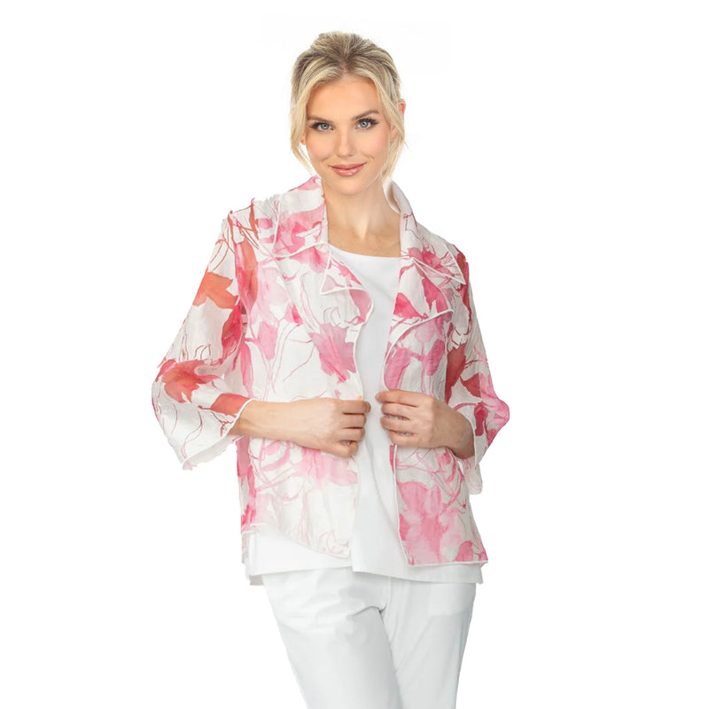 Just In! Sheer Floral Short Open Front Jacket - 7065J-PNK