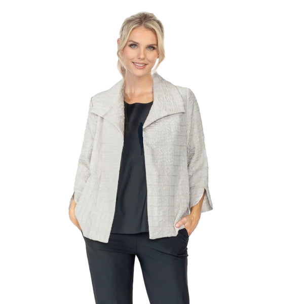 Jacquard Open Front Jacket in Light Taupe - 6289J-TP
