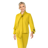 Stretch Knit Jacket with Fringed Scarf in Mustard- 6929J-MST