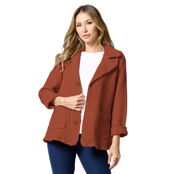 Focus Small Waffle Blazer Style Jacket in Clay Red - SW222-CLY