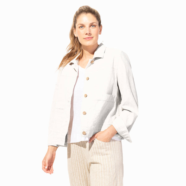 Vista Washed Cotton Beach Jacket in White - 43346-WHT